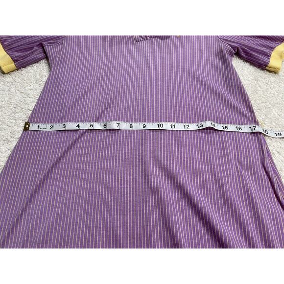 VTG Timely Trends Polo Shirt Dress Midi 70s Collared Womens Sz 9 Purple Striped - Picture 3 of 8